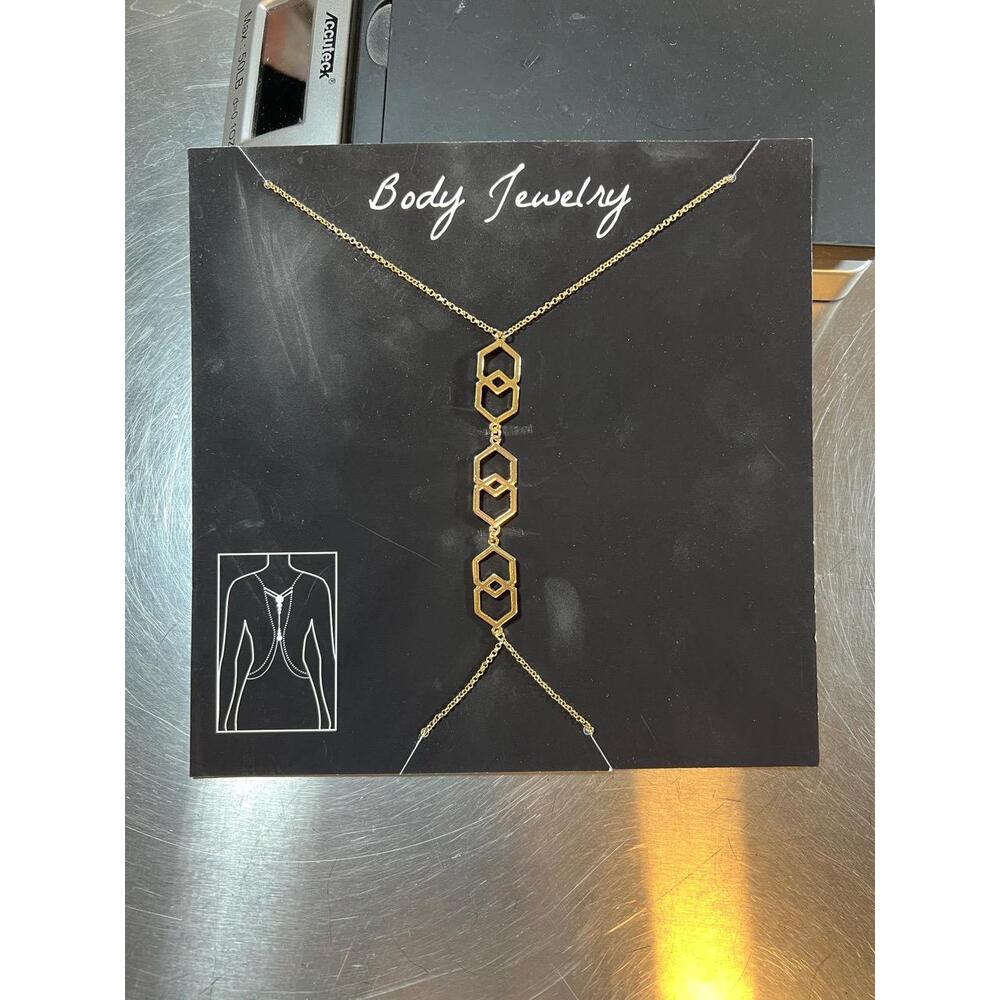 NWT Almight Body Jewelry‎ Gold Geometric Design Chain